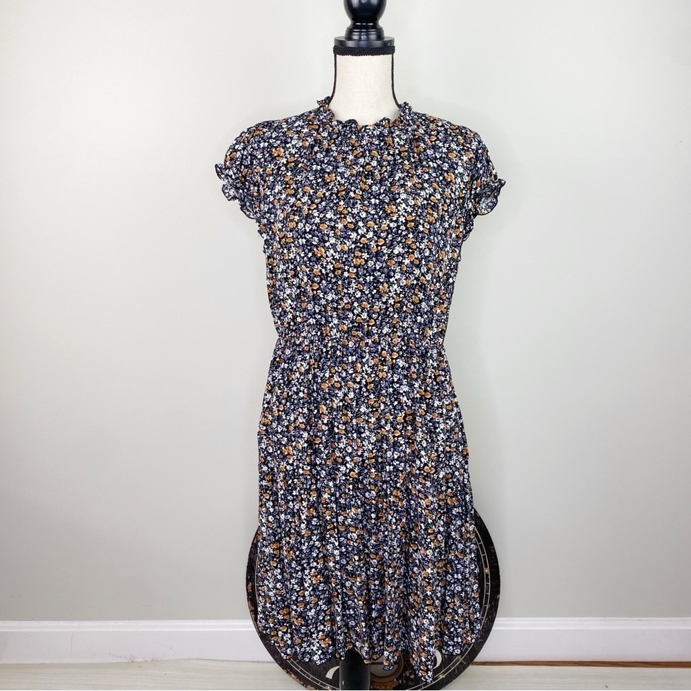Kirundo Navy Fall floral short sleeve dress size M